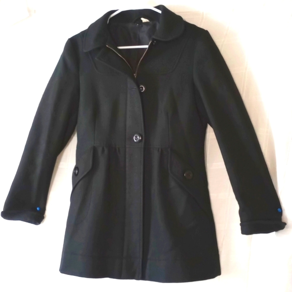 Wool Pea Coat, Black, Sz 8, NWOT